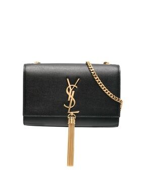 Saint Laurent Black Leather Kate Chain Tassel Crossbody Bag